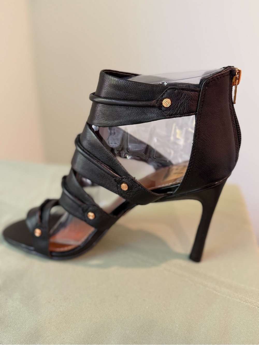 DV by Dolce Vita Starlyn Black Leather Sandals Heels 10 NEW